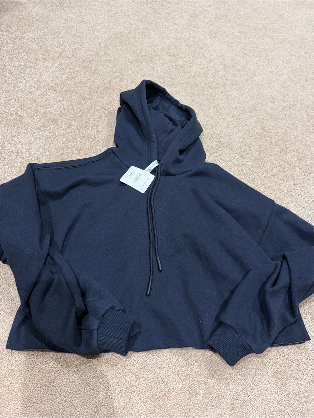 Fabletics Black Cropped Hoodie Sweatshirt